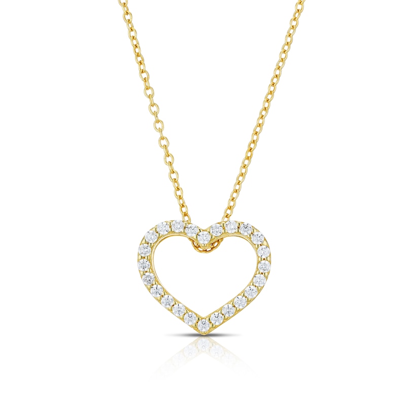 Main Image 1 of 9ct Yellow Gold Cubic Zirconia Heart Pendant 17+1" Necklace