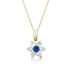 Thumbnail Image 1 of 9ct Yellow Gold Blue & White Cubic Zirconia Flower Pendant Necklace