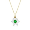 Thumbnail Image 1 of 9ct Yellow Gold Green & White Cubic Zirconia Flower Pendant Necklace