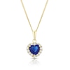 Thumbnail Image 1 of 9ct Yellow Gold Blue & White Cubic Zirconia Heart Pendant Necklace