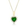 Thumbnail Image 1 of 9ct Yellow Gold Green & White Cubic Zirconia Heart Pendant Necklace