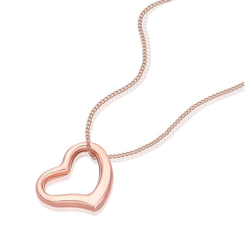 Main Image 2 of 9ct Rose Gold Heart Pendant Necklace