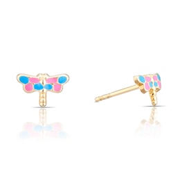 Children's 9ct Yellow Gold Enamel Dragonfly Stud Earrings