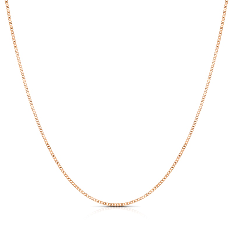 Main Image 1 of 9ct Rose Gold 25 Gauge Diamond Cut 18" Curb Chain