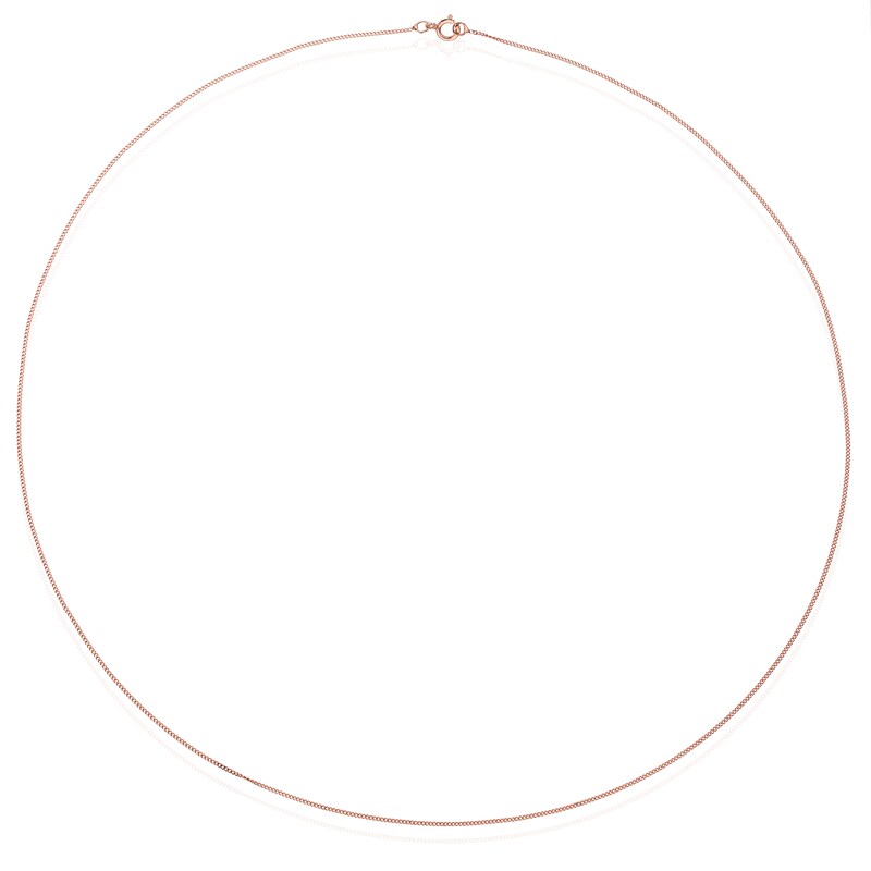 Main Image 2 of 9ct Rose Gold 25 Gauge Diamond Cut 18" Curb Chain