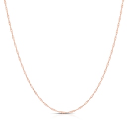 9ct Rose Gold 16 Gauge Diamond Cut Twist 16" Curb Chain