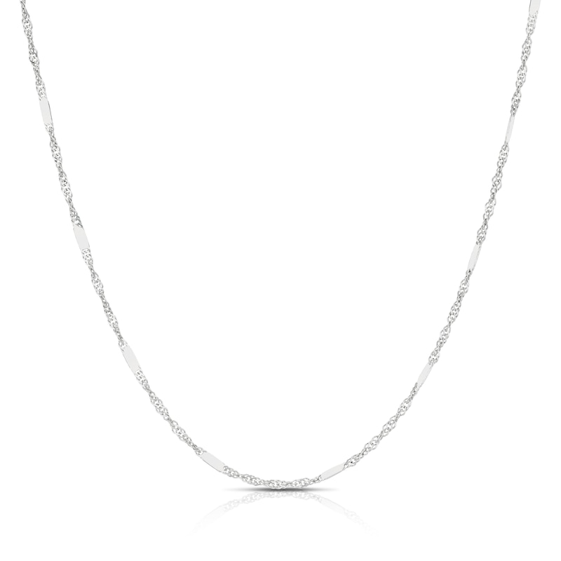 Main Image 1 of 9ct White Gold 20 Gauge Twist Bar 16" Curb Chain