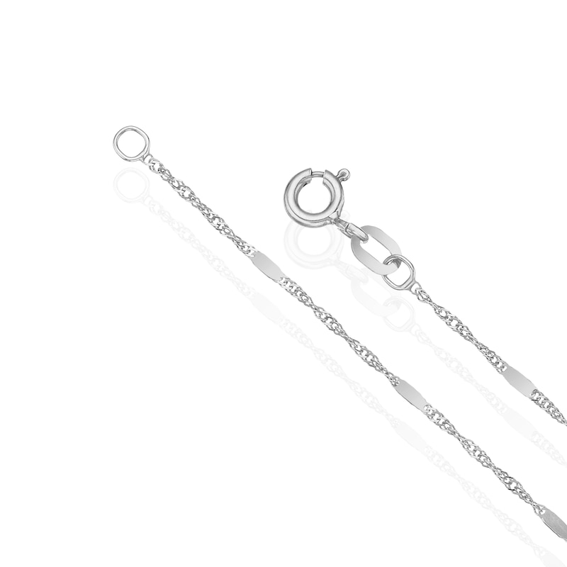 Main Image 3 of 9ct White Gold 20 Gauge Twist Bar 16" Curb Chain