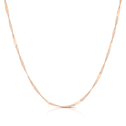 9ct Rose Gold 20 Gauge Twist Bar 16" Curb Chain