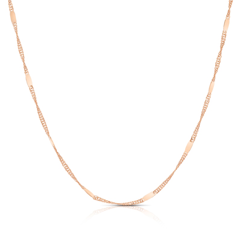 Main Image 1 of 9ct Rose Gold 20 Gauge Twist Bar 16" Curb Chain