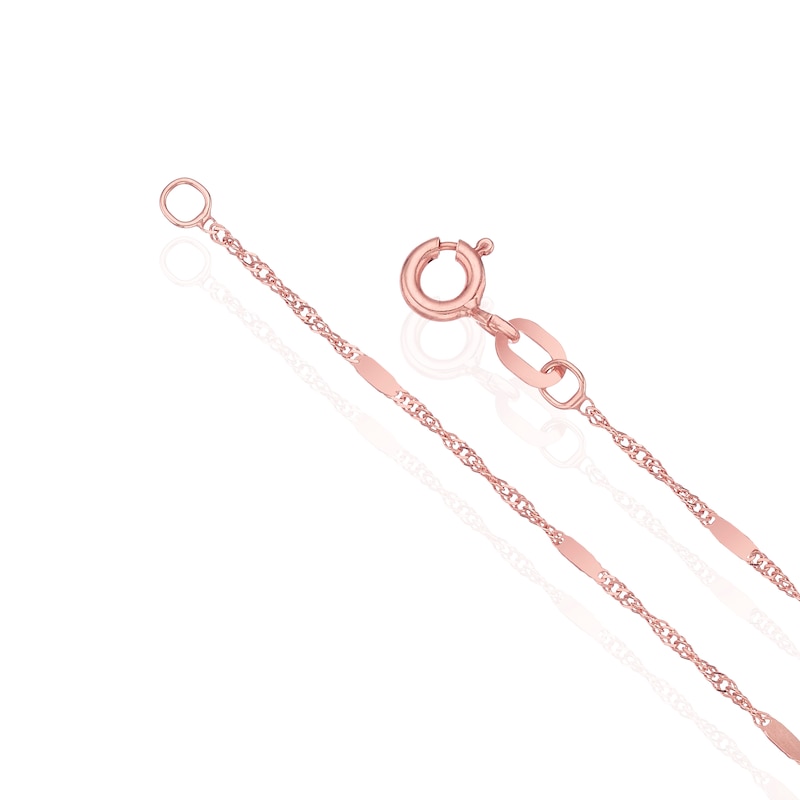 Main Image 3 of 9ct Rose Gold 20 Gauge Twist Bar 16" Curb Chain