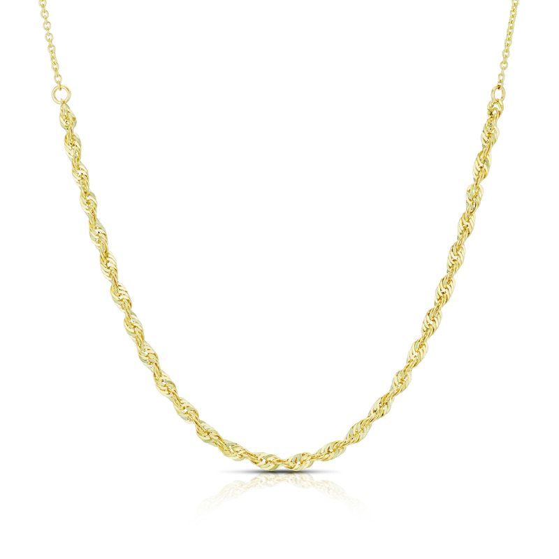 Main Image 1 of 9ct Yellow Gold Rope & Trace 16+1&quot; Necklace