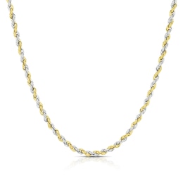 9ct Yellow & White Gold 40 Gauge 16" Rope Chain