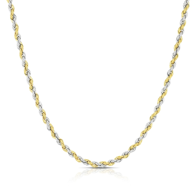Main Image 1 of 9ct Yellow & White Gold 40 Gauge 16" Rope Chain