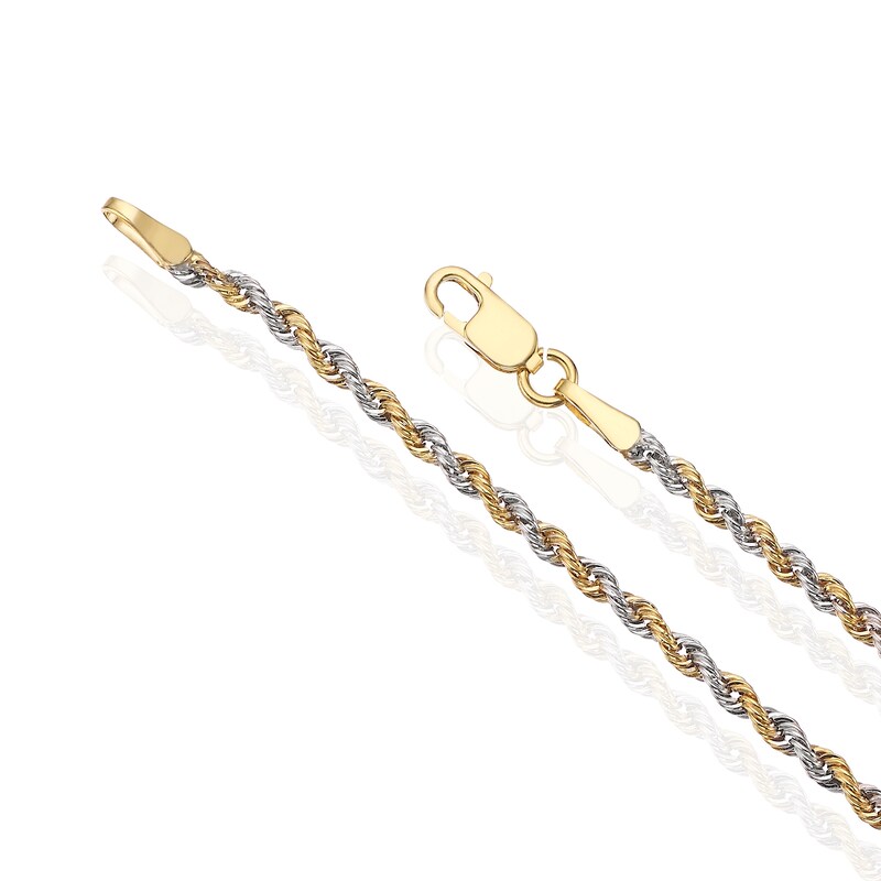 Main Image 3 of 9ct Yellow & White Gold 40 Gauge 16" Rope Chain