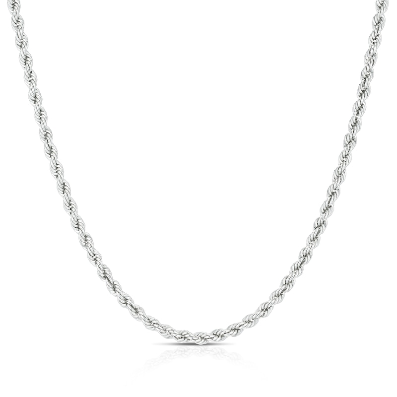 Main Image 1 of 9ct White Gold 18" Rope Chain