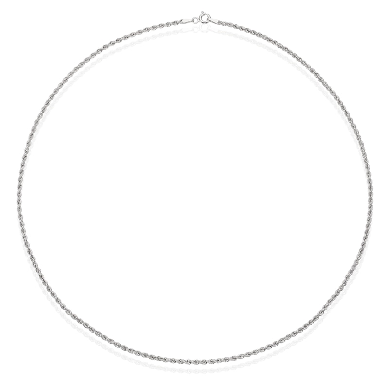 Main Image 2 of 9ct White Gold 18" Rope Chain