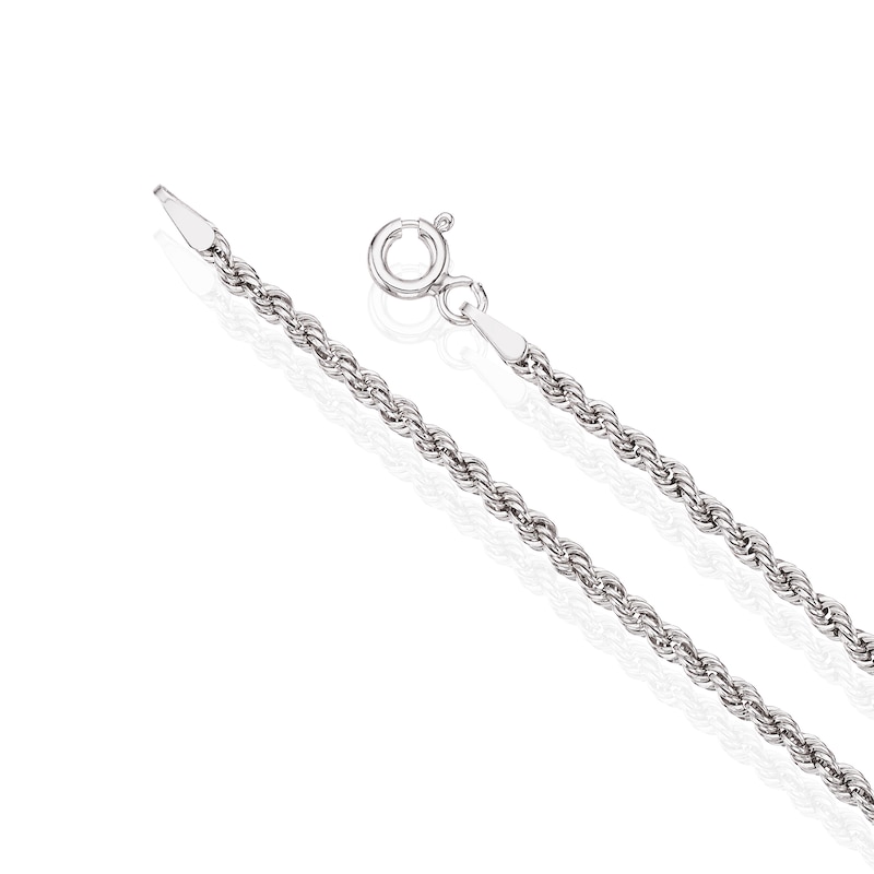 Main Image 3 of 9ct White Gold 18" Rope Chain