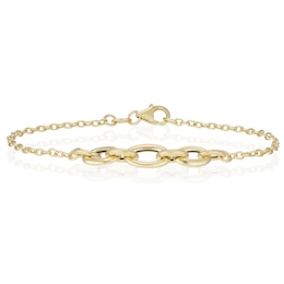 9ct Yellow Gold Paperlink Link Centre 7.5" Belcher Bracelet