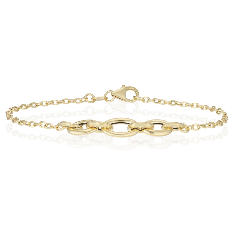 Main Image 1 of 9ct Yellow Gold Paperlink Link Centre 7.5" Belcher Bracelet