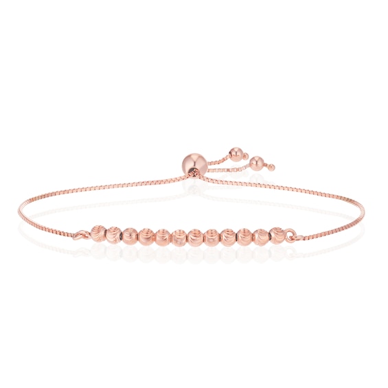 9ct Rose Gold Diamond Cut Ball Bolo Bracelet