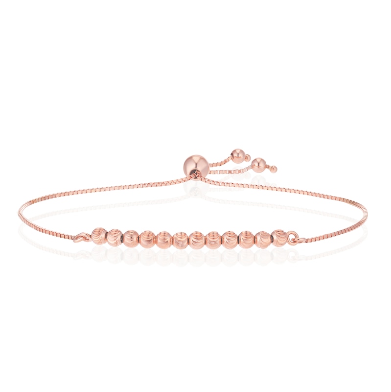 Main Image 1 of 9ct Rose Gold Diamond Cut Ball Bolo Bracelet