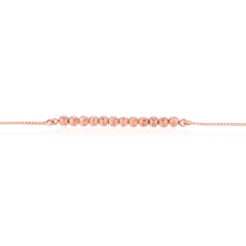 Main Image 2 of 9ct Rose Gold Diamond Cut Ball Bolo Bracelet