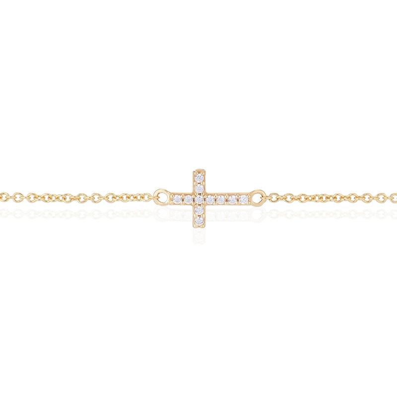 Main Image 2 of 9ct Yellow Gold Cubic Zirconia Cross Bracelet