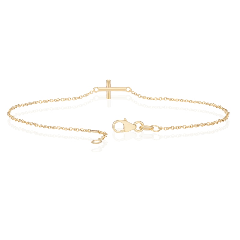 Main Image 3 of 9ct Yellow Gold Cubic Zirconia Cross Bracelet