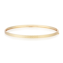 9ct Gold Diamond Cut Flat Tube Bangle