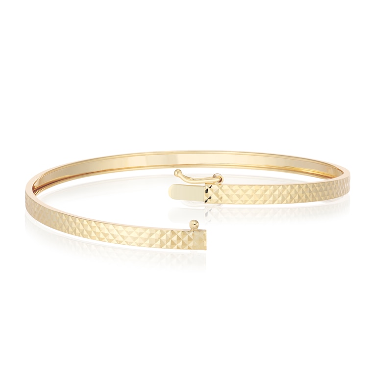 Main Image 3 of 9ct Gold Diamond Cut Flat Tube Bangle