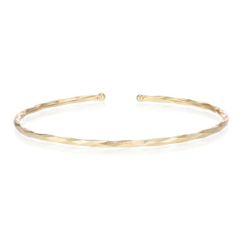 Main Image 1 of 9ct Yellow Gold Faceted Flexible Cuff Bangle