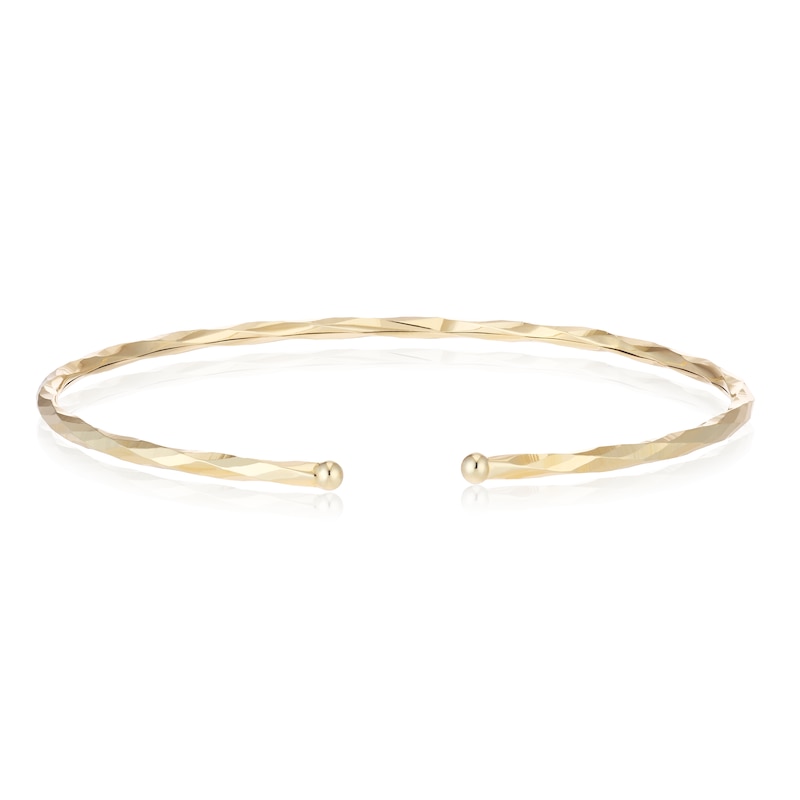 Main Image 3 of 9ct Yellow Gold Faceted Flexible Cuff Bangle