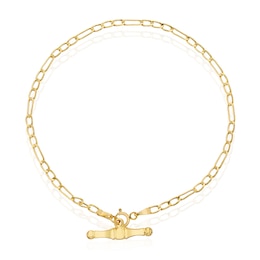 9ct Yellow Gold Figaro T-Bar Bracelet