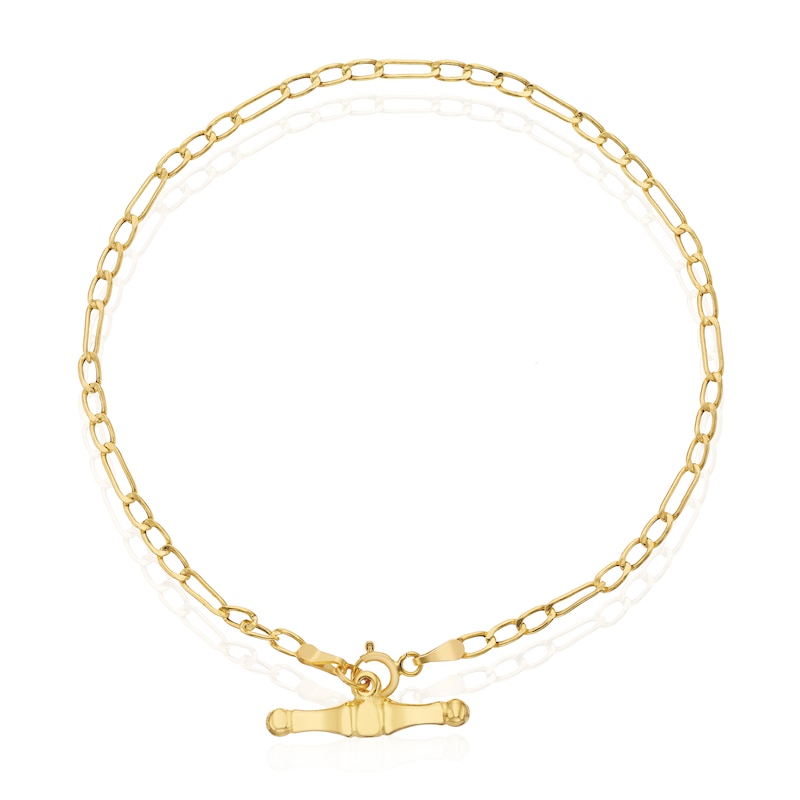 Main Image 1 of 9ct Yellow Gold Figaro T-Bar Bracelet