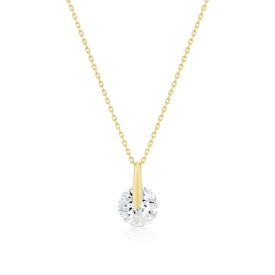 9ct Yellow Gold Cubic Zirconia Pendant Necklace