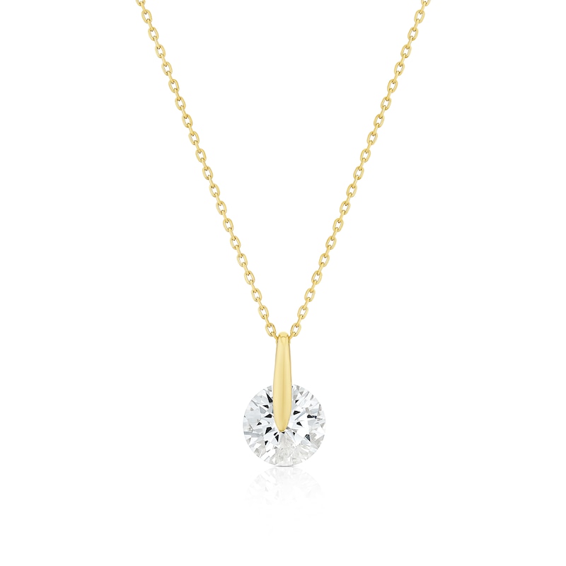 Main Image 1 of 9ct Yellow Gold Cubic Zirconia Pendant Necklace