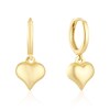 Thumbnail Image 1 of 9ct Yellow Gold Puff Heart Huggie Drop Hoops