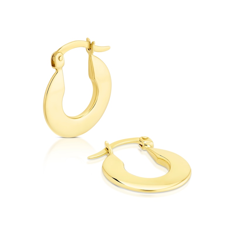 Main Image 1 of 9ct Yellow Gold Flat Rounded Chunky Hoop Earrings