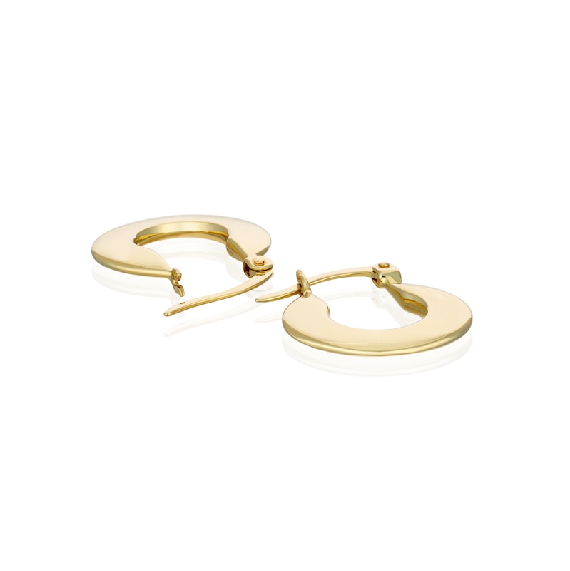 Main Image 2 of 9ct Yellow Gold Flat Rounded Chunky Hoop Earrings
