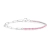 Thumbnail Image 1 of Sterling Silver Pink Cubic Zirconia & Paper link Chain Bracelet