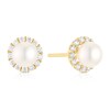 Thumbnail Image 1 of 9ct Yellow Gold Pearl & Cubic Zirconia Halo Stud Earrings