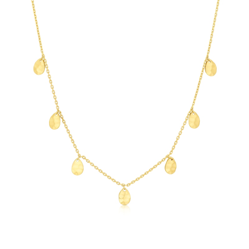 Main Image 1 of Sterling Silver & 18ct Gold Vermeil Textured Disc Pendant 18" Necklace