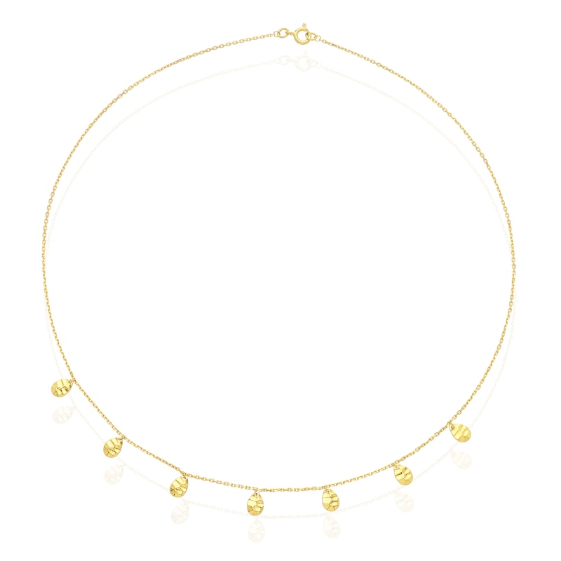 Main Image 2 of Sterling Silver & 18ct Gold Vermeil Textured Disc Pendant 18" Necklace