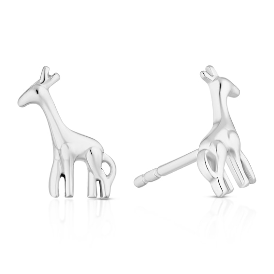 Children's Sterling Silver Giraffe Stud Earrings