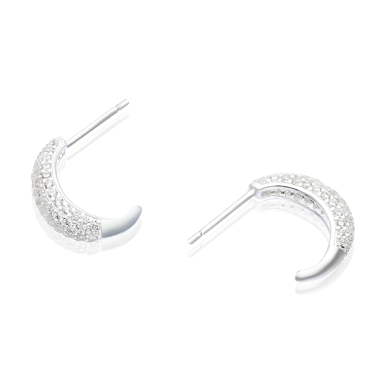 Main Image 2 of Sterling Silver Cubic Zirconia Pavé Half Hoop Earrings