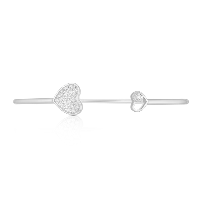 Main Image 2 of Sterling Silver Cubic Zirconia Pavé Open Heart Bangle