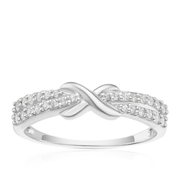 Sterling Silver Cubic Zirconia Kiss Eternity Ring