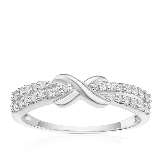 Sterling Silver Cubic Zirconia Kiss Eternity Ring