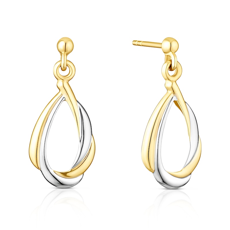 Main Image 1 of 9ct Tri Colour Twisted Drop Earrings